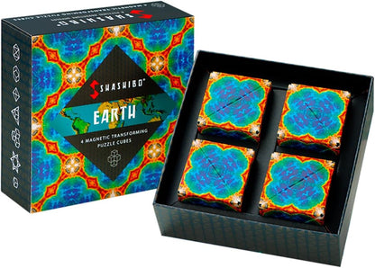 Shashibo Shape Shifting Box - Award-Winning STEM Fidget Toy with Ultra Strong Magnets - Puzzle Cube Transforms Into 100+ Shapes, Perfect Sensory Gift for Kids, Teens, and Adults (Blue Planet)