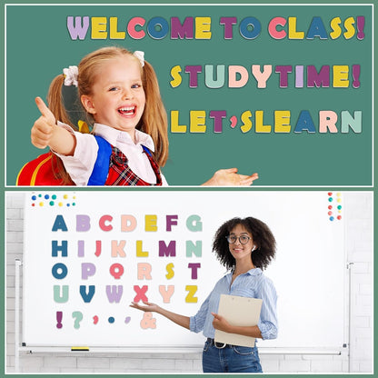 Qyeahkj 103 Pcs Glitter Silver Magnetic Letters - 2'' Alphabet Letters Kit for Classroom, Whiteboard, Fridge, Teachers & Preschool Learning