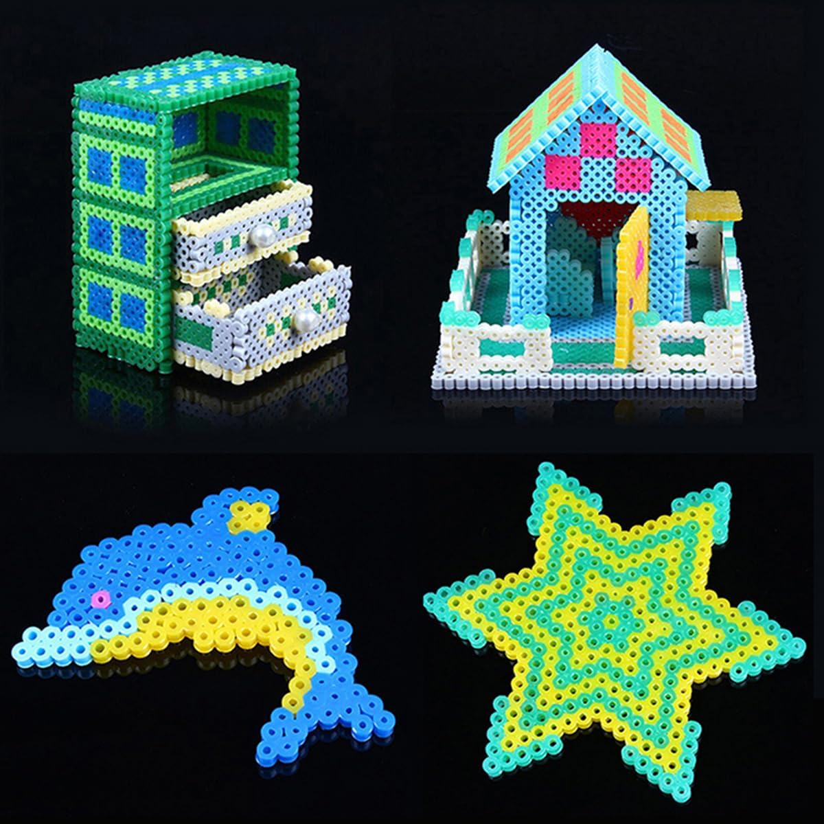 4800pcs Fuse Beads Kit for Kids Crafts, 48 Colors 5mm Melting Beads Set Including Pegboards, Ironing Paper, Tweezers, Birthday and Christmas Gift