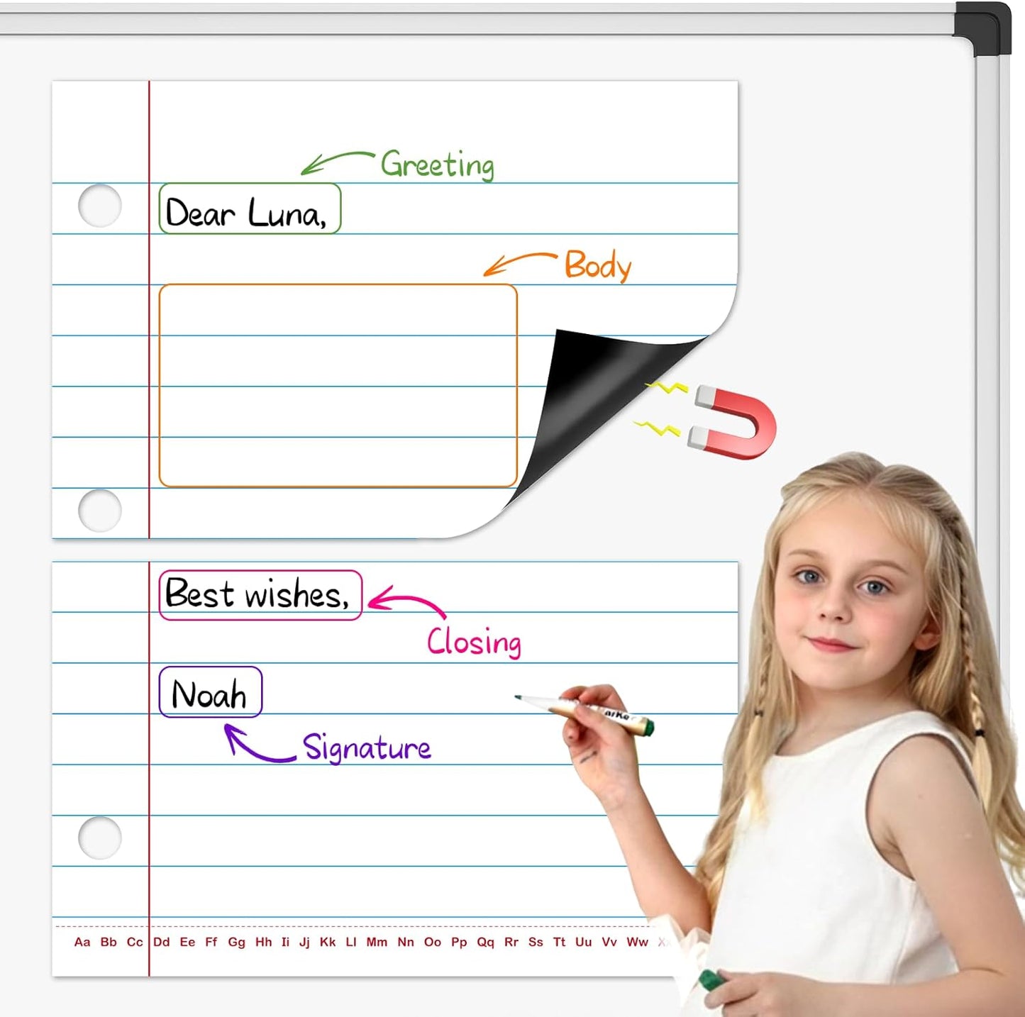 Giant Magnetic Notebook Paper,Dry Erase Handwriting Lined White Board Paper Teaching Supplies Chart Paper for Teacher Essentials Homeschool Elementary Classroom Must Haves, 21.7”x 17"