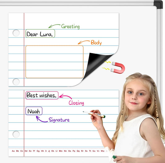 Giant Magnetic Notebook Paper,Dry Erase Handwriting Lined White Board Paper Teaching Supplies Chart Paper for Teacher Essentials Homeschool Elementary Classroom Must Haves, 21.7”x 17"