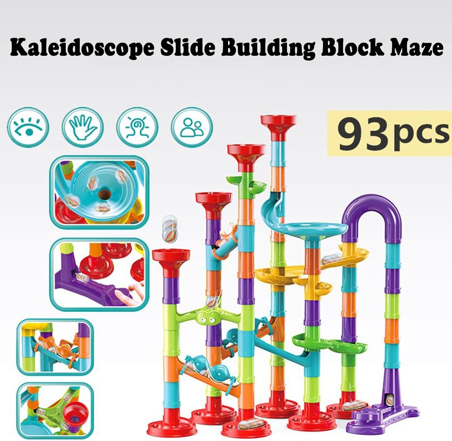 50 PCS Marble Toy Premium Set,STEM Educational Building Block Toy,Marble Track Race Set with 15 Glass Marbles for Boys & Girls,Construction Building Blocks Toys for Kids