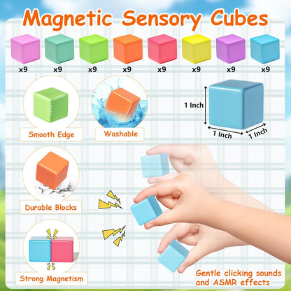 Apluses 42PCS Magnetic Blocks, Gifts for 3 4 5 6 Year Old, Magnet Building Blocks for Toddlers, Girls & Boys, Sensory - Montessori - Autism - Magnetic Toys for Kids Ages 3-5 4-8