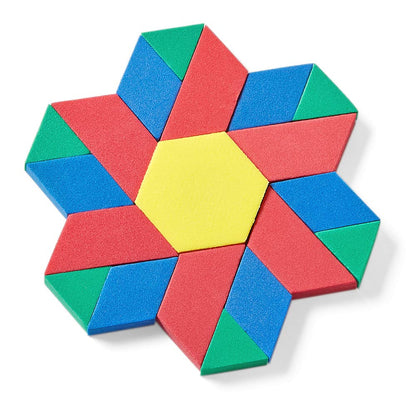 hand2mind Foam Pattern Blocks, Geometric Shapes for Kids, Pattern Play, Toddler Pattern Blocks, Learning Shapes for Kindergarten, 3D Shapes Manipulatives, Sorting Math Blocks (Set of 1,250)