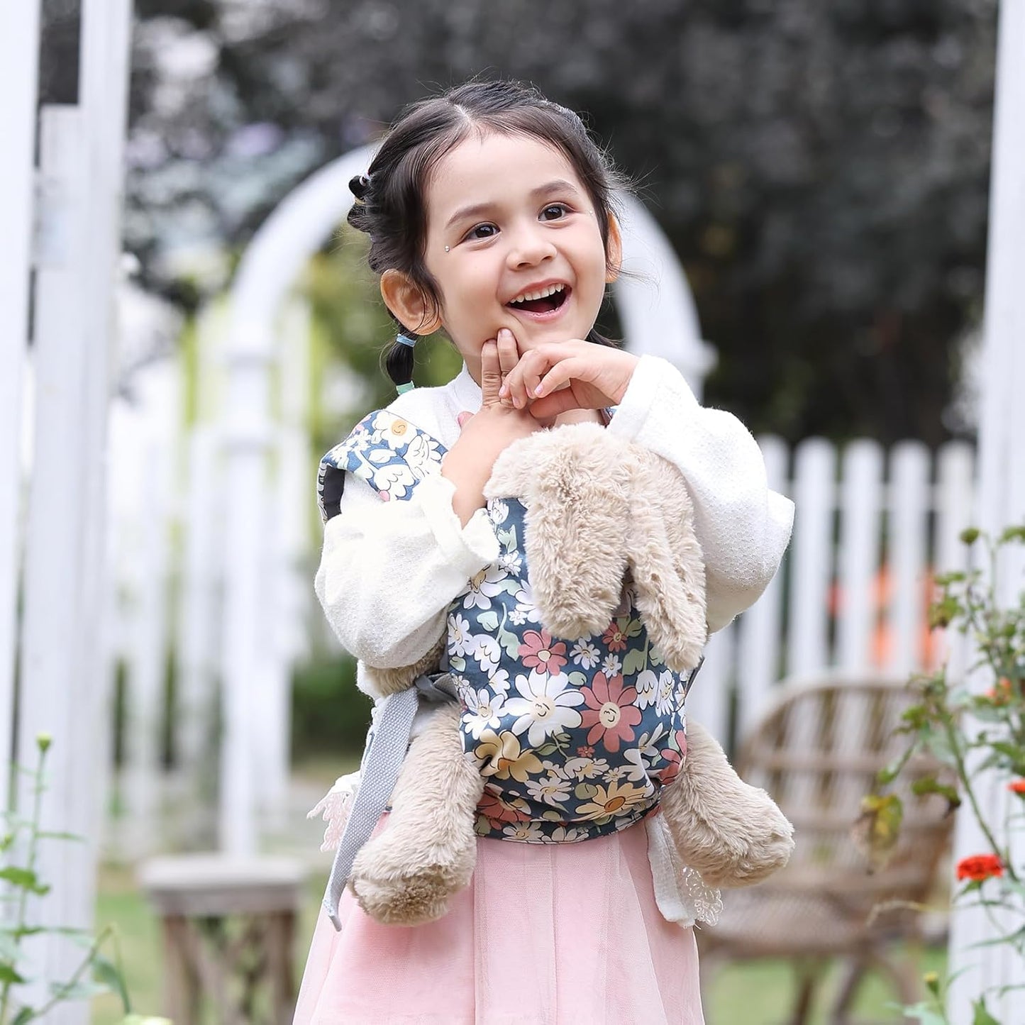 GAGAKU Doll Carrier for Kids, Toy Baby Doll Carrier, Reborn Dolls Carrier Toy Baby Sling with Adjustable Straps, Baby Doll Accessories - Green - Camellia