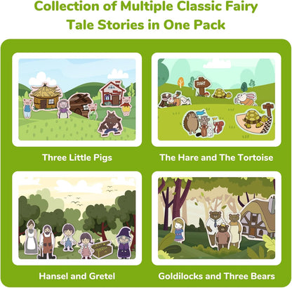 CHEFAN Felt/Flannel Board Story Set of 4, PRECUT Felt Pieces for Preschool Toddlers Circle Time,We are Going On A Bear Hunt, Mary Had A Little Lamb, Little Bo-Peep, Little Boy Blue