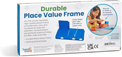 hand2mind Durable Place Value Frame, Base Ten Frames Place Value Blocks, Math Manipulatives Kindergarten, Base 10, Plastic Base Ten Blocks Frame, Math Classroom Supplies, Homeschool Curriculum