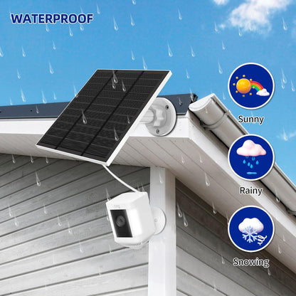 Solar Panels for Ring Camera Outdoor (New Generation) 5W 5V Solar Panel Charger with USB-C&Plug for Spotlight Cam Plus&Stick Up Cam Pro.Waterproof IP65 360°Adjustable 2M Cable (Black, 1)