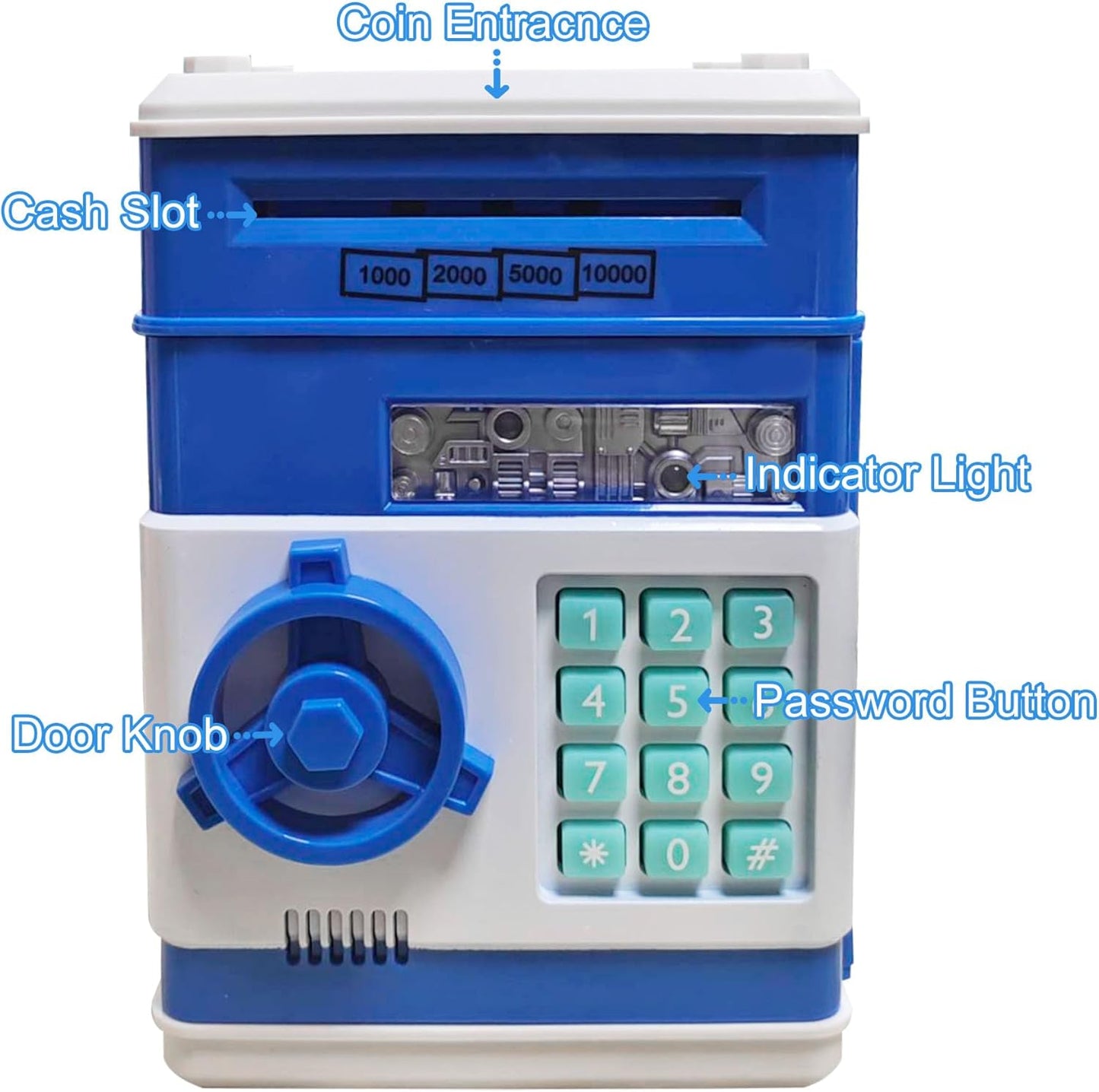 Piggy Bank Electronic Mini ATM for Kids Baby Toy, Safe Coin Banks Money Saving Box Password Code Lock for Children,Boys Girls Best Gift (Silver)