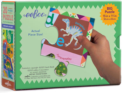 eeBoo 20 Piece Giant Floor Puzzle - Learn The Alphabet Children's Puzzle Letters & Object Themed, Large Pieces for Small Hands to Develop Motor Skills