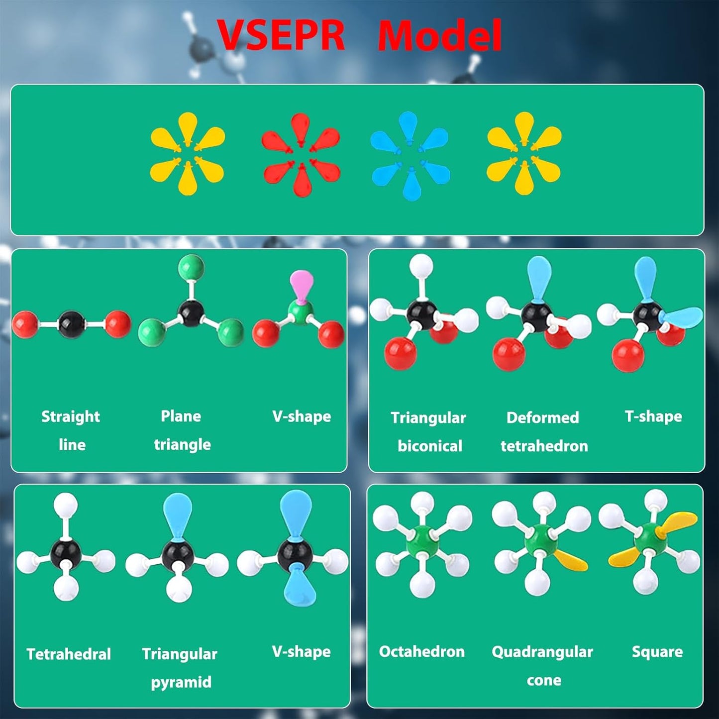 EXBEPE Chemistry Molecular Model Kit 452pc with C60,Educational Science Set Learning Chemistry Atoms,Bonds and Structures Teaching Aids School Supplies