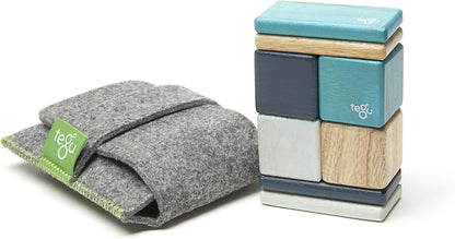 8 Piece Tegu Pocket Pouch Magnetic Wooden Block Set, Tints