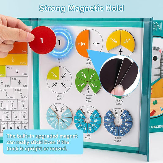 Magnetic Fraction Demonstration Book, Magnetic Fraction Book,Math Manipulatives Enhance Early Primary School Students Mathematical Skills (Zebra)