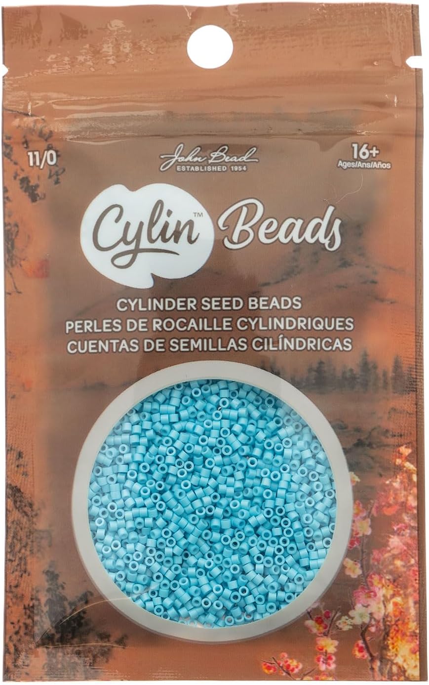 John Bead 25g Cylin Beads Opaque Turquoise Green 11/0 Glass Cylindrical Seed Beads for Jewelry Bracelets Necklaces Earrings Making Embroidery
