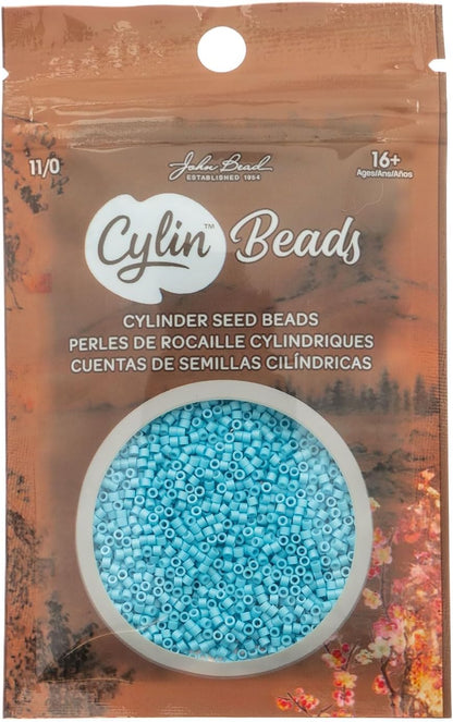 John Bead 25g Cylin Beads Opaque Turquoise Green 11/0 Glass Cylindrical Seed Beads for Jewelry Bracelets Necklaces Earrings Making Embroidery