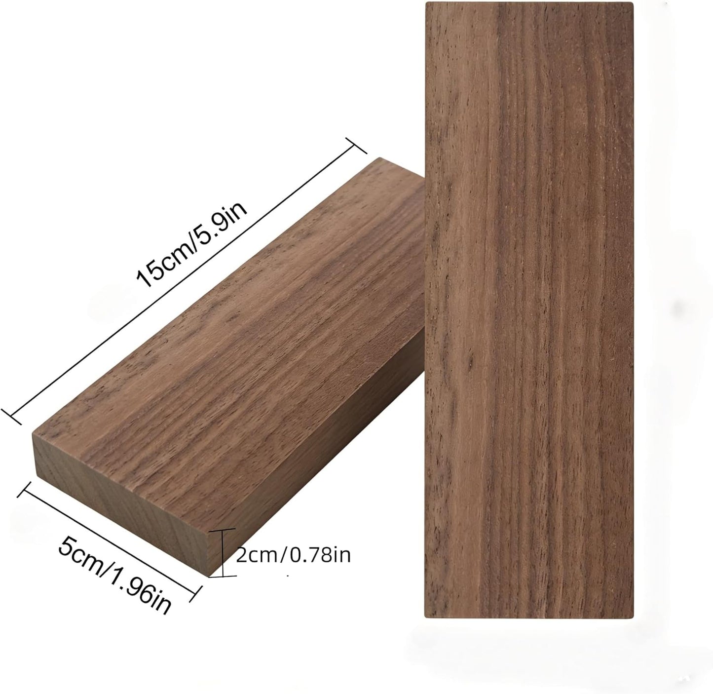 2PCS Unfinished Walnut Wood Blocks for DIY Crafting,Scroll Saw, Woodworking, Wood Carving,Burning,Laser Cutting,Engraving, CNC Cutting, Painting, Fretwork (5.9 x 1.96 x 0.78)