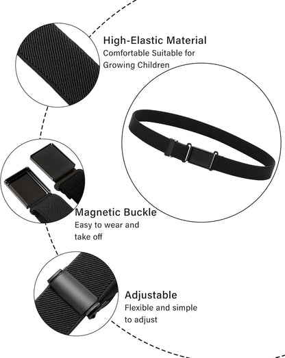 AWAYTR 3 PCS Kids Adjustable Magnetic Belts - Easy to Use Magnetic Buckle Belt for Boys and Girls