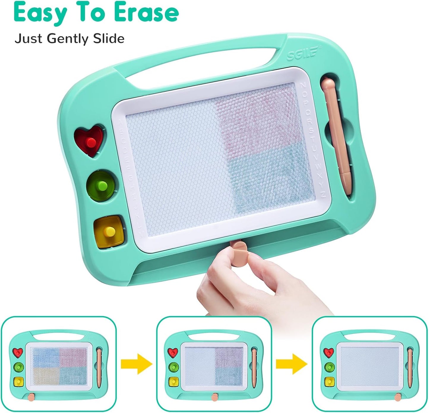 SGILE Toddler Toys for Kids, Large Magnetic Drawing Board for Birthday Gift, Toys for 1 2 3 4 Year Old Girls Boys, Etch & Sketch Pad with 4 Stamps, Learning and Educational, 16 ×13 in, Blue