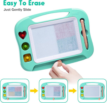 SGILE Toddler Toys for Kids, Large Magnetic Drawing Board for Birthday Gift, Toys for 1 2 3 4 Year Old Girls Boys, Etch & Sketch Pad with 4 Stamps, Learning and Educational, 16 ×13 in, Blue