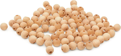 Large Wooden Beads for Crafts - Pack of 6 32mm 1-1/4 x 3/8 Inch Hole Large Wood Beads for Crafts withHoles for DIY | Round Wooden Balls for Crafts | Wood Beads for Jewelry Making | Woodpeckers