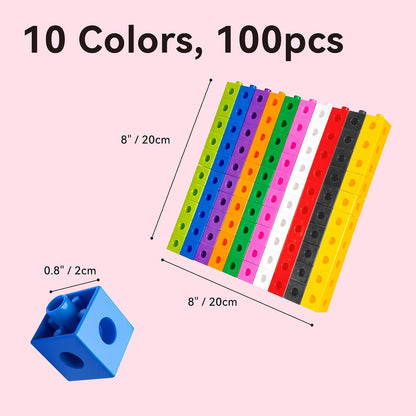 Dotimo Math Linking Cubes, Set of 200 Math Cubes Manipulative Connecting and Counting Snap Blocks for Early Math and Construction, Educational Toy for Preschool, Kindergarten, Homeschool (200-Cubes)