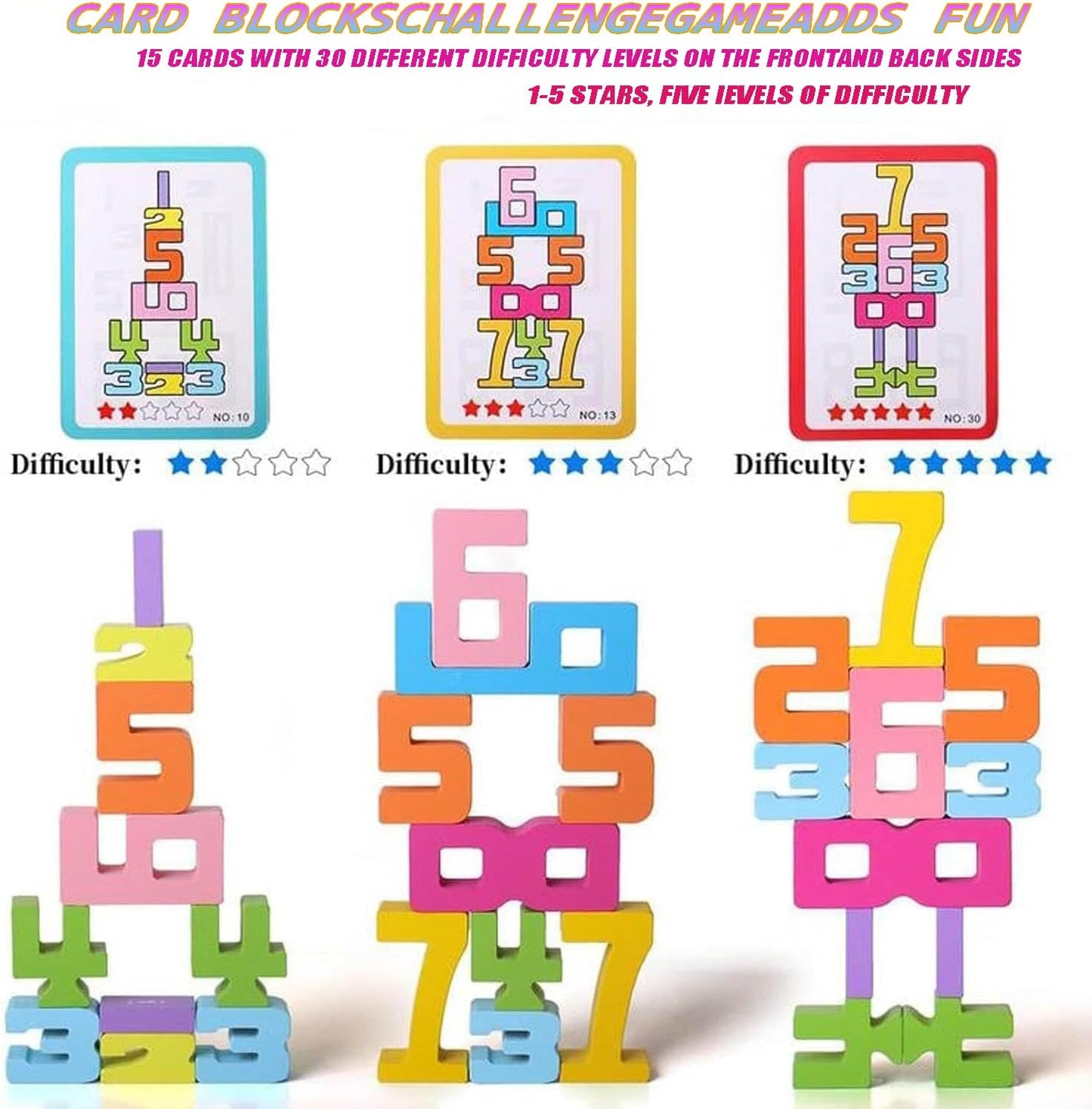 Number Blocks Toys for Kids,Wooden Number Building Blocks, Digital Building Blocks,Balance Competition Game,Math Learning Educational Gift for 3+ Years Old Boys and Girls (10pcs)