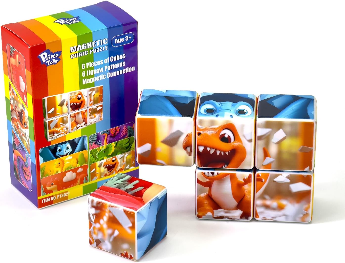 Pairez Toys 3D Magnetic Cubic Jigsaw Puzzle Toys for Toddlers, Large Building Blocks Cubes 1.65 Inches, Sensory & Montessori Toys for Kids 3-5