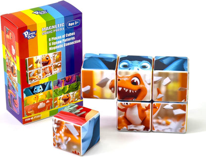 Pairez Toys 3D Magnetic Cubic Jigsaw Puzzle Toys for Toddlers, Large Building Blocks Cubes 1.65 Inches, Sensory & Montessori Toys for Kids 3-5