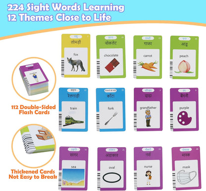 Spanish & English 510 Words Alphabet Bilingual Talking Flash Cards for 3-8 Years Toddlers, Pocket Speech Buddy Therapy Autism Toys, Educational Learning Interactive Toy for Boys Girls Kids Gifts Blue