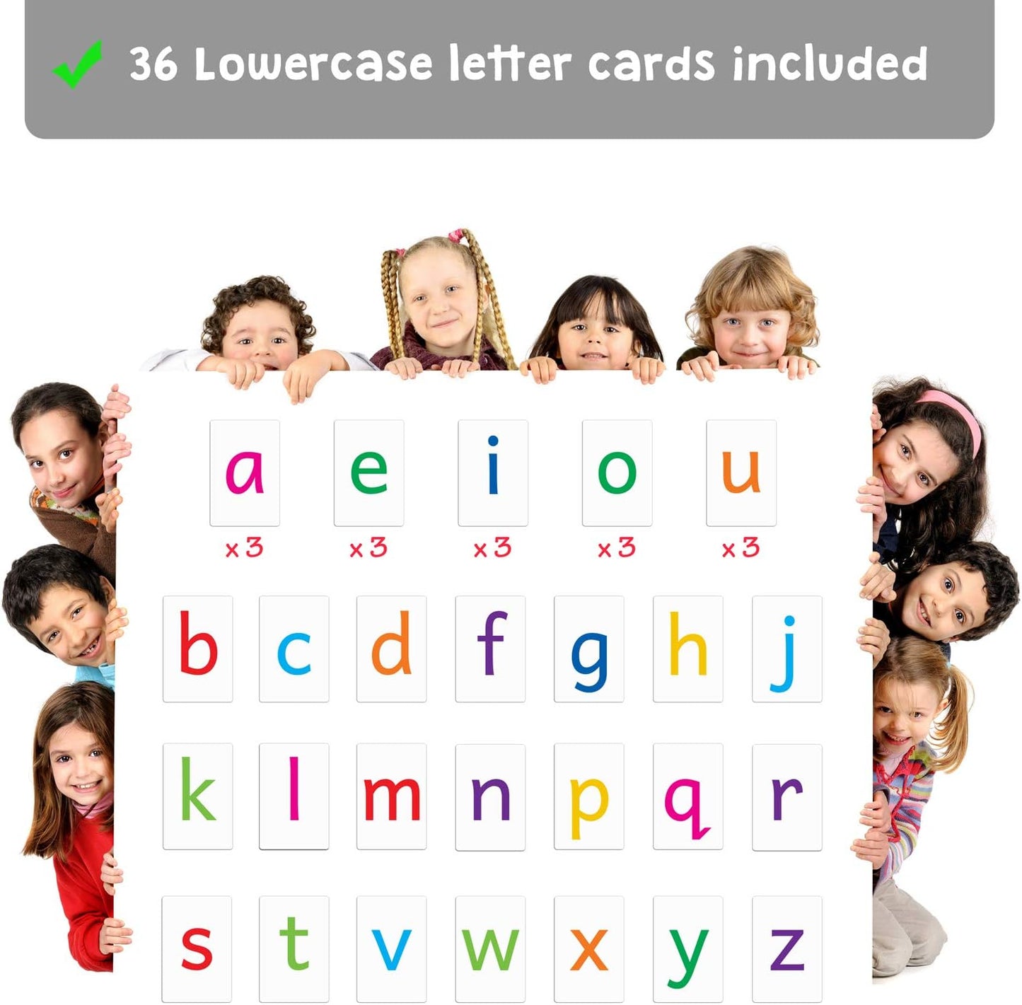 Attractivia Magnetic Big Alphabet ABC Flash Cards - 52 Sturdy Uppercase & Lowercase Large Letters, Black - for Classroom Teachers, Homeschool, ESL, Kids and Adults