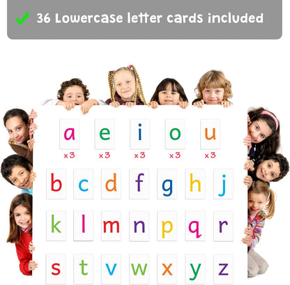 Attractivia Magnetic Big Alphabet ABC Flash Cards - 52 Sturdy Uppercase & Lowercase Large Letters, Black - for Classroom Teachers, Homeschool, ESL, Kids and Adults