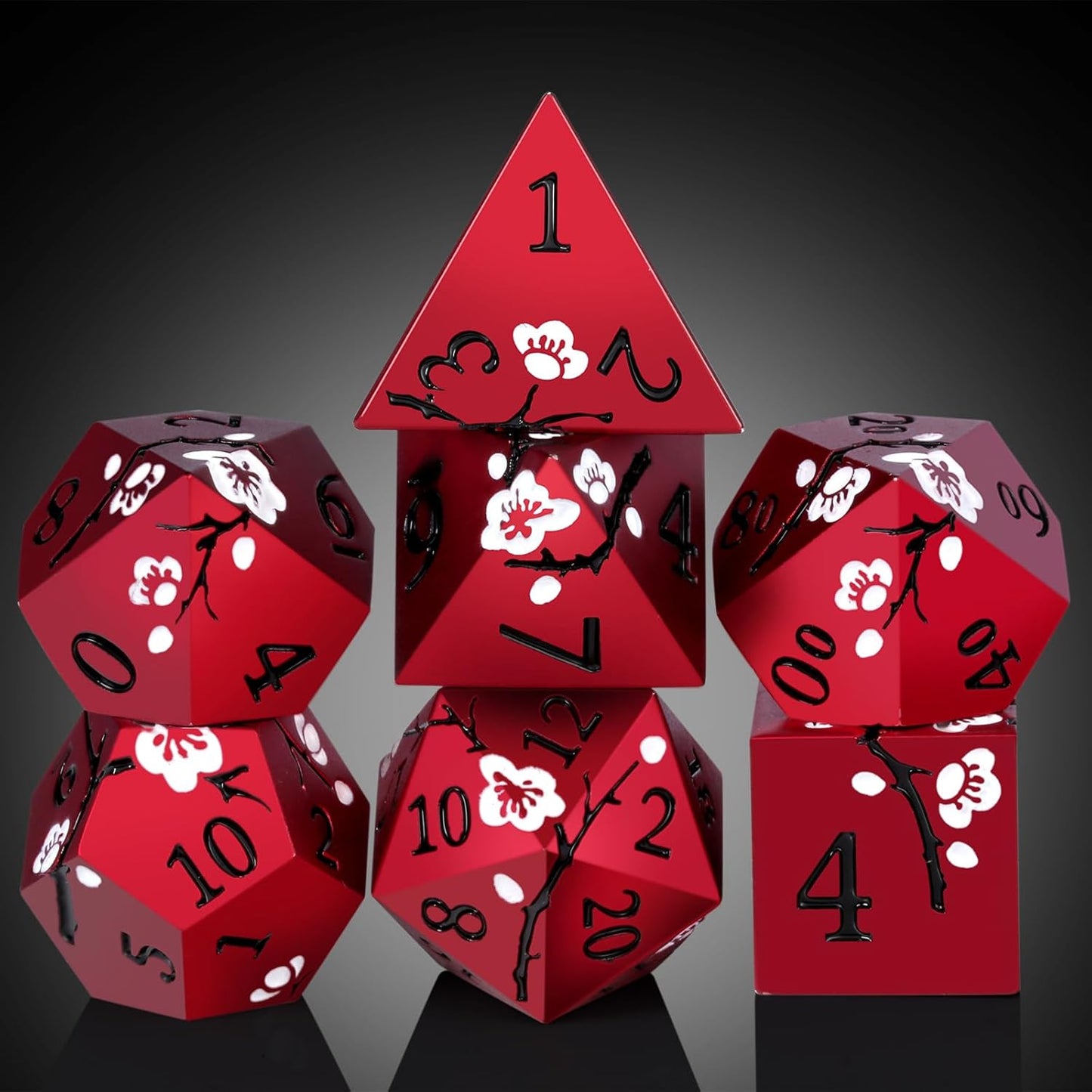 DnDnD Heavy Polyhedral Metal Dice Set with Metal Box, 7-die Shiny Blue Surface with Golden Number for RPG,Dungeons and Dragons,Pathfinder,Shadowrun,D&D,Role Palying Game and Math Teaching - Colors A