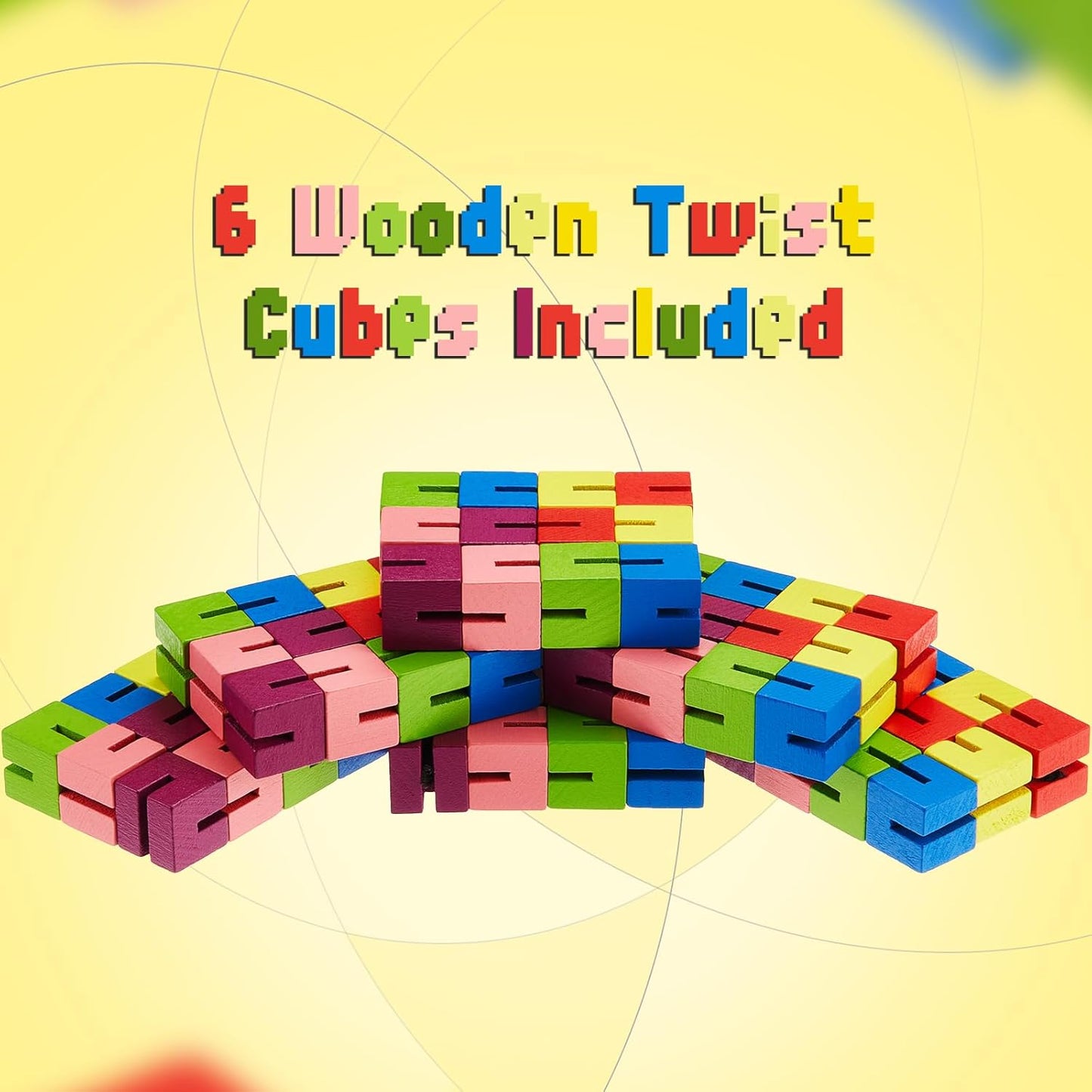 6 Pcs Wooden Fidget Toy Twist Block Cubes Puzzle Sensory Toys Fidget Cubes for Teens Party Favors for Boys and Girls