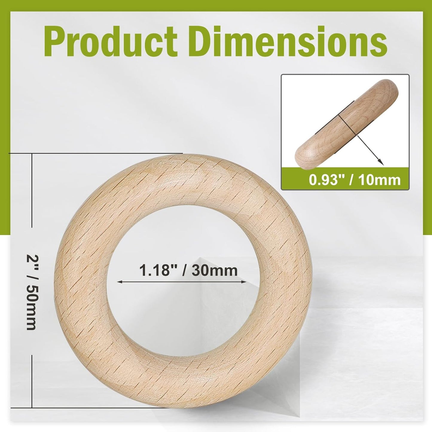 FoDau770 5pcs Natural Beech Wooden Rings, Unfinished Solid Wood Rings Heavy Duty Wood Circles, Macrame Craft Circles for Party, Home Decor & DIY Making - Outer Diameter: 3 Inch