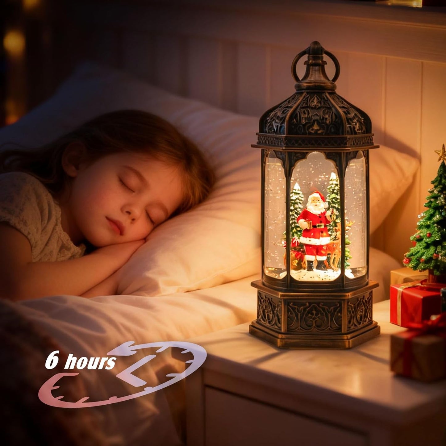 Christmas Snow Globes Lantern, Church and Christmas Tree Christmas Decorations Indoor, 6H Timer Battery & USB Powered Light Up Musical Snow Globes for Kids Women Adults Gift Thanksgiving Home Decor