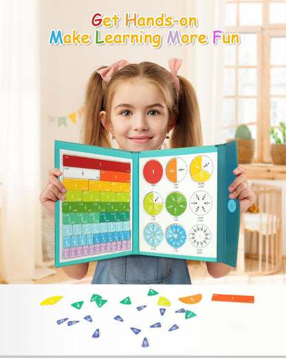 Magnetic Fraction Demonstration Book, Magnetic Fraction Book Tiles & Fraction Circles Set, Educational Puzzle Math Fraction Manipulatives for Kids, Montessori Magnetic Fraction Disc Set Gifts