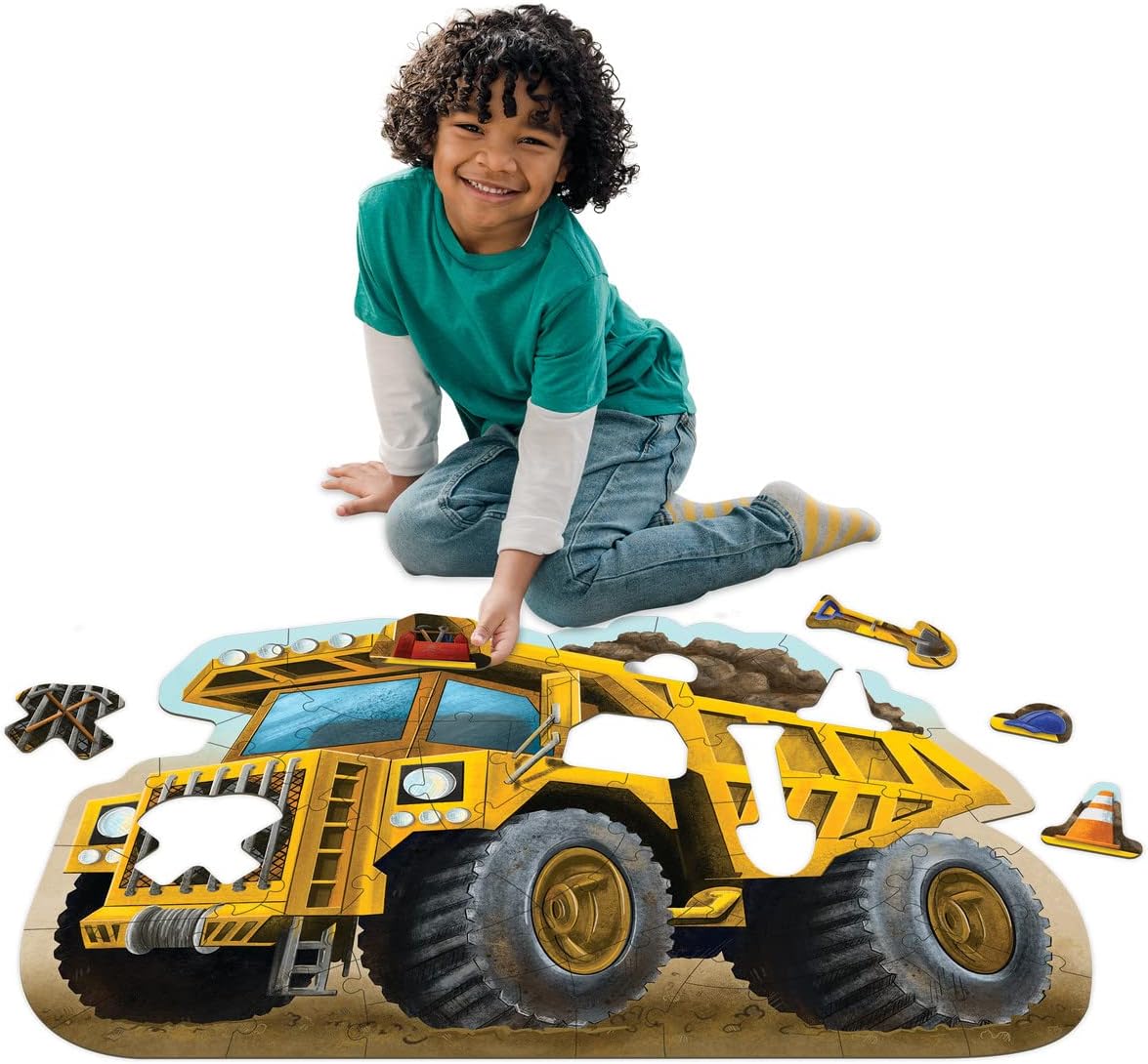 Peaceable Kingdom Giant Floor Puzzles with Uniquely Fun Shaped Pieces for Kids Ages 3+ Gifts for Boys and Girls - Dump Truck