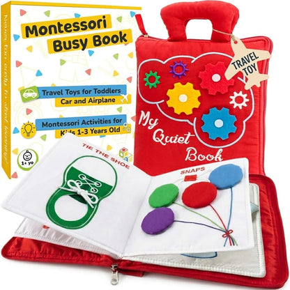deMoca Travel Toys for Toddlers, Quiet Book for Toddlers 1-3, Baby Travel Toys for Airplane Car Rides, Montessori Busy Book for 1 Year Old with All Parts Attached, Felt Activity Pad, No Noise Gift