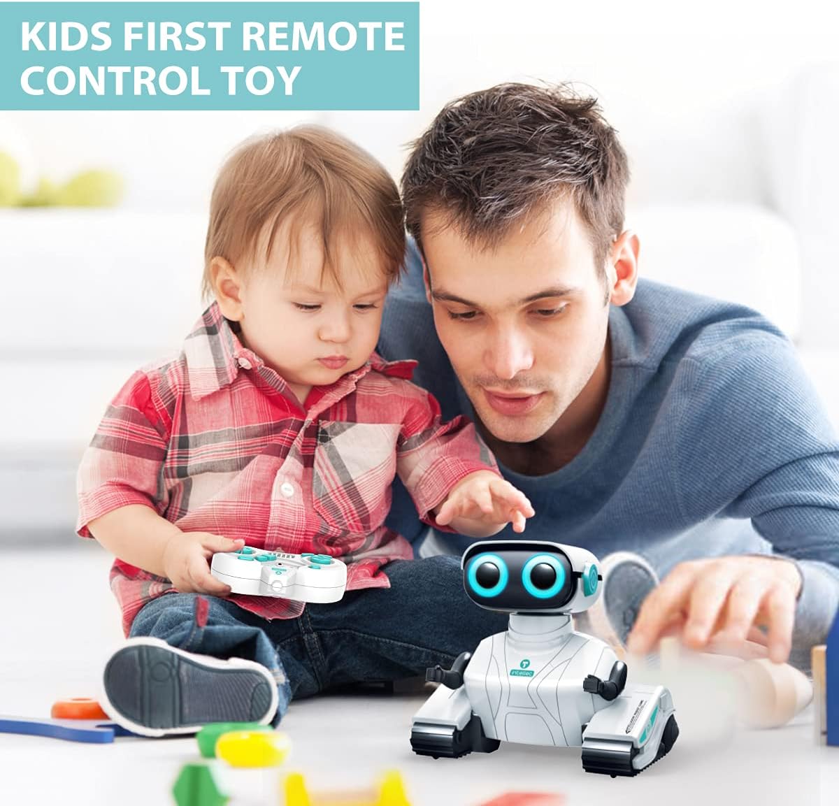 KaeKid Robots for Kids, 2.4Ghz Remote Control Robot Toys with LED Eyes & Flexible Arms, Dance & Sounds, RC Toys for 3 4 5 6 7 8 Year Old Boys Girls (Blue)
