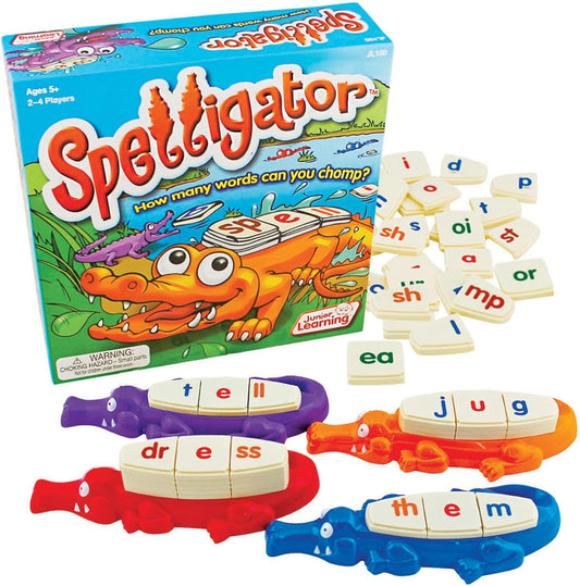 Junior Learning Spelligator Word Building Game, Ages 5-9, Phonemic Awareness, 75 Letter Tiles