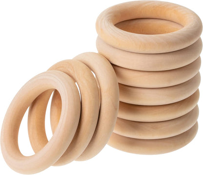 Mr. Pen Birch Wooden Rings, 2.7", 10 Pack, Wooden Rings for Crafts