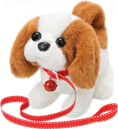 KSABVAIA Plush Teddy Toy Puppy Electronic Interactive Dog - Walking, Barking, Tail Wagging, Stretching Companion Animal for Kids Toddlers
