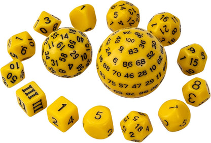 15 Pieces Complete Polyhedral DND Dice Set D3-D100 Spherical D&D Dice Set with Dragon Eye Dice Bag, D100 Dice for RPG Table Games(Black w/Purple Numbers)