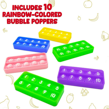 Ten Frame Popper, Math Fidget Sensory Toys, Ten-Frame Counting Toy, Educational Toy for Kids, Classroom Group Learning Activities for Toddler(Pack of 10)