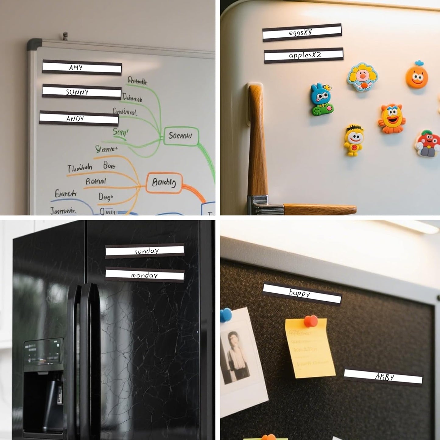 50 Pack Magnetic Label Holders, 'C' Channel Magnets Card Holders with Dry Erase Insert Label Card for Metal Racks and Shelves (1" x 2")