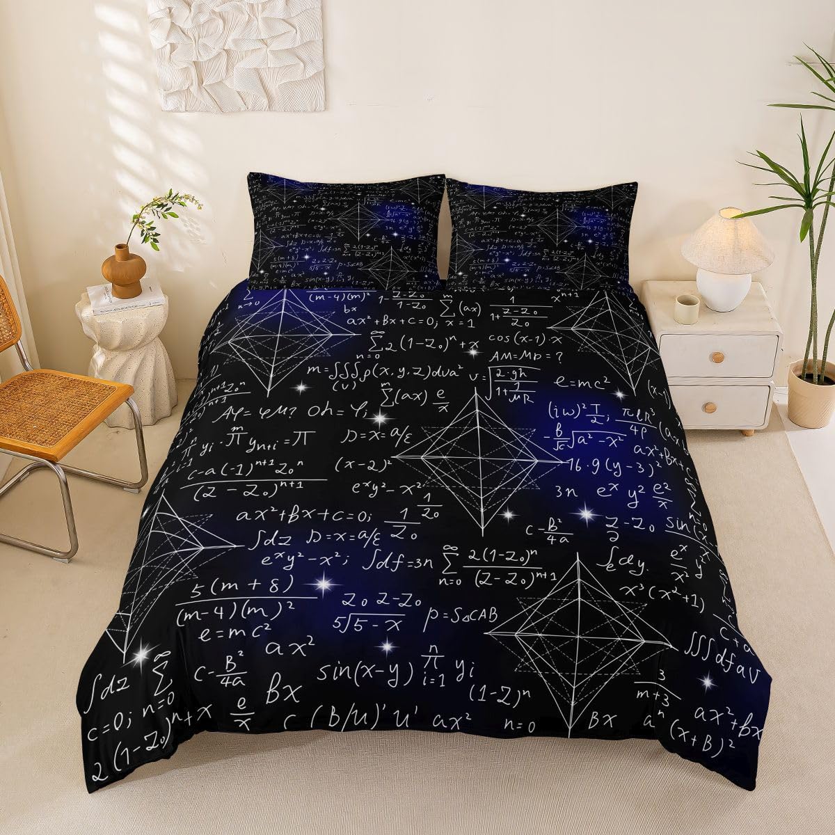 Erosebridal Chemistry Lab Bedding Set Twin Size Chemical Equation Duvet Cover for Boys Girls Chemical Elements Science Theme Comforter Cover Teens Kids Science Students Bedding School Dorm Room Decor
