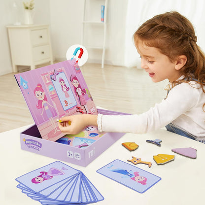 Toi Kids Magnet Toys Magnetic Jigsaw Puzzle Boxes with Game Board for Kids Ages 3-8, Portable Travel Game, Transport