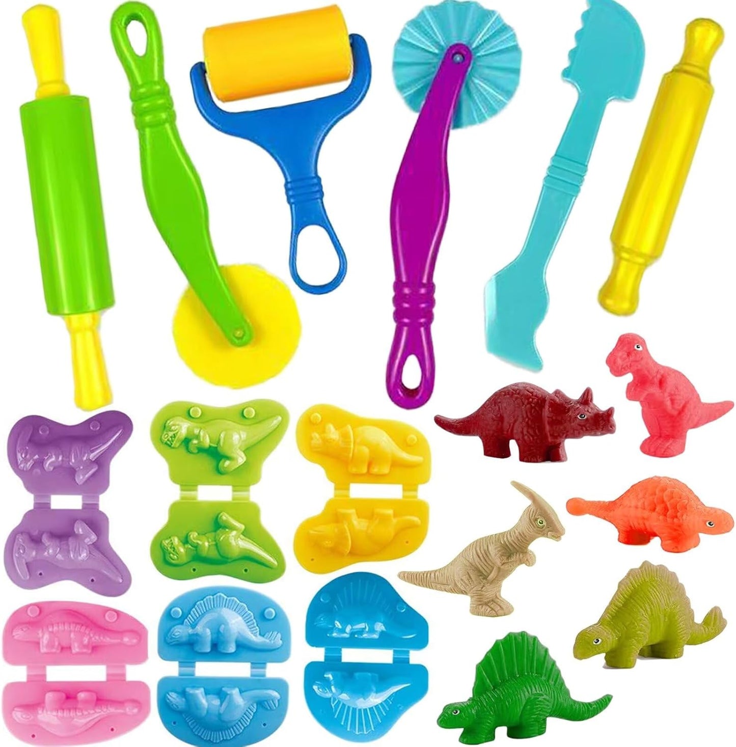 Unleash Creativity with 6 Unique Dino Molds Dough Toys Dough Accessories Set.Ideal as a Gift for Kids Aged 3-4-8 Years