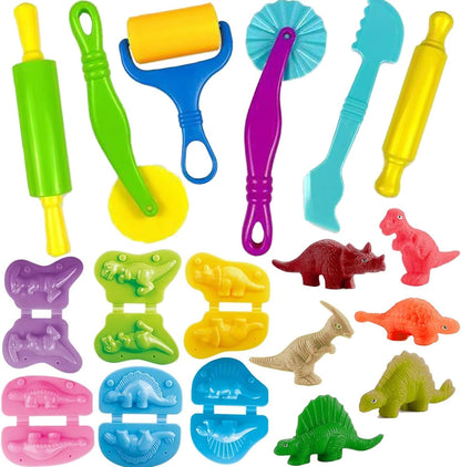 Unleash Creativity with 6 Unique Dino Molds Dough Toys Dough Accessories Set.Ideal as a Gift for Kids Aged 3-4-8 Years