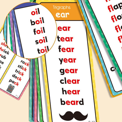 Phonics Word Cards 117 Sound Groups 900+ Rhyming Words Preschool English Discovery Joy,936 Words Double-Sided Sight Words Game,Language Arts Study Materials for Home